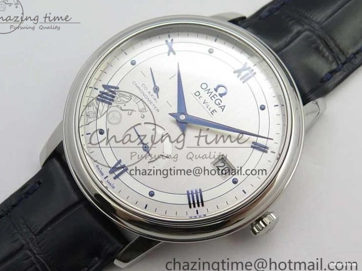 0327 Timeless De Ville Prestige Real PR SS ZF 1:1 Best Edition Gray Dial Blue Markers on Blue Leather Strap MIYOTA 7936